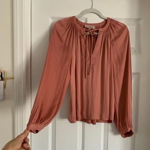 SOLD Soft Satin blouse size XS/TP brand Philosophy pink blush color